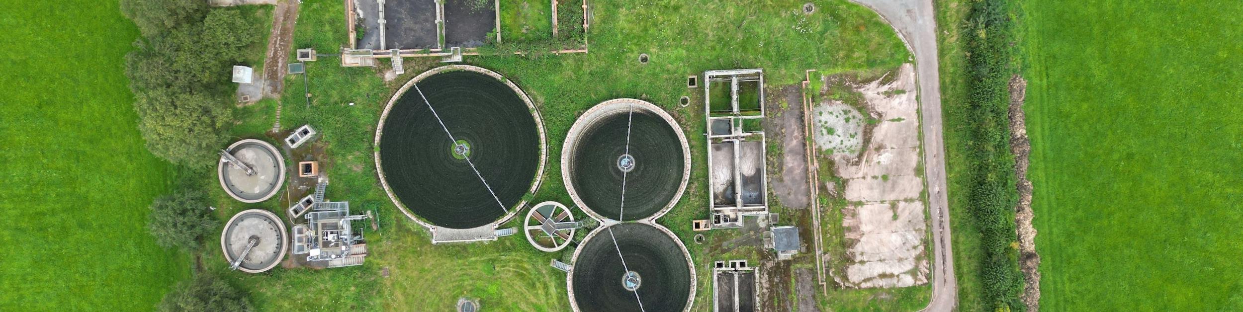 Aerial view of a water treatment facility